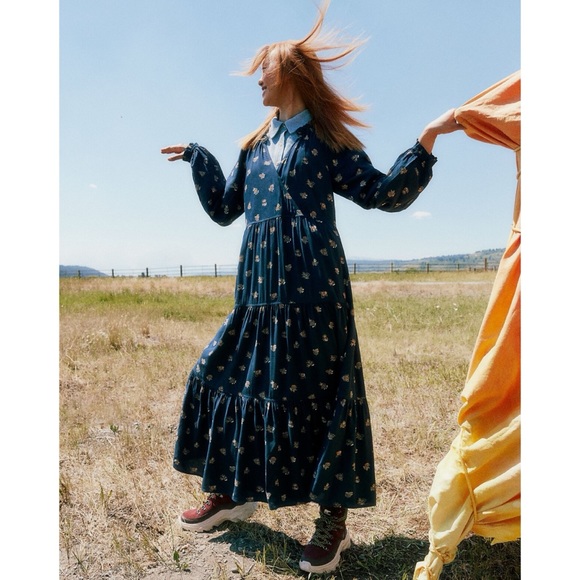 🆕 Madewell Navy Britannica Flora Challis Midi Dress NWT New! Women’s L Large - Picture 6 of 7